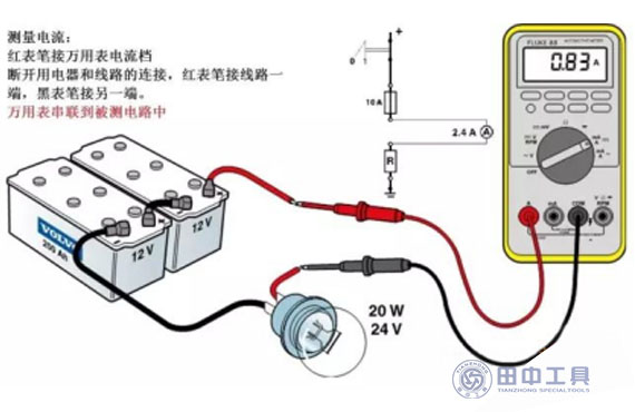 山東田中卡車維修萬用表測量直流電壓圖